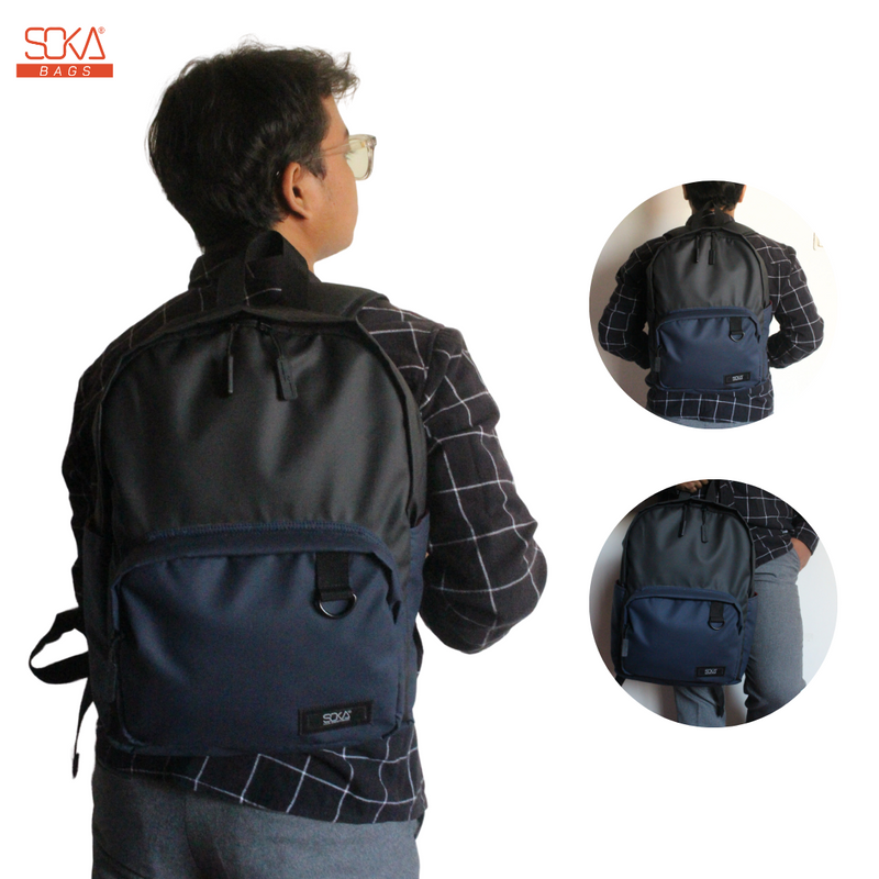 SOKA – Tas Ransel Pria | Backpack Acitya Navy - Bahan Waterproof