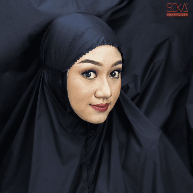 Mukena Dewasa Polos Shana Black Laser Cut Bahan Premium - Fashion Muslim