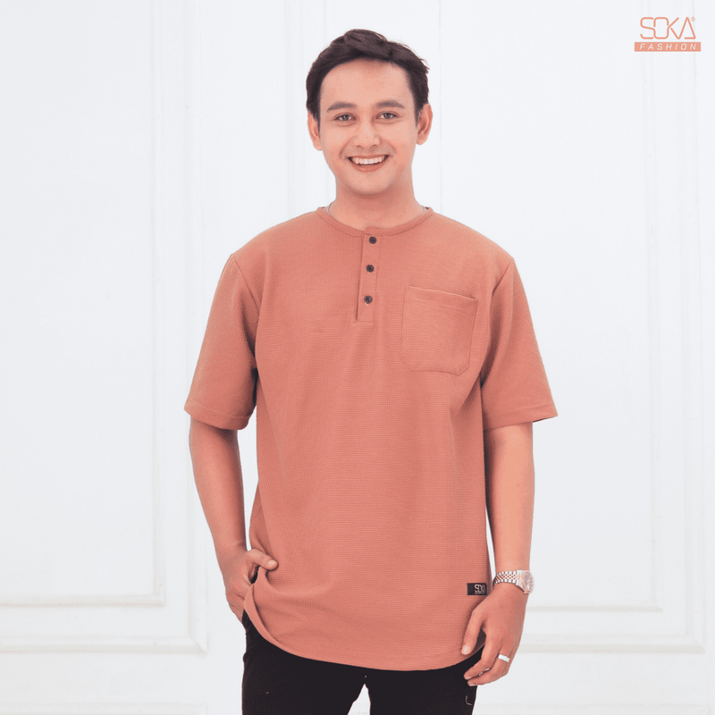 Koko Kurta Dewasa Hazan | Baju Koko Kurta Lengan Pendek Terracota – Fashion Muslim Pria