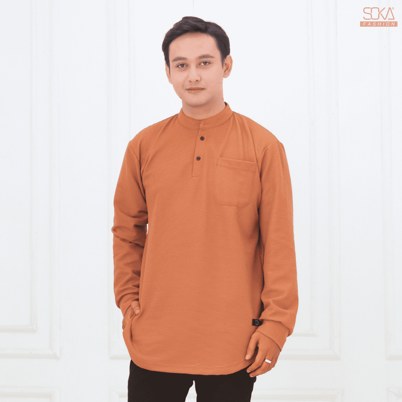 Koko Kurta Dewasa Zayan | Baju Koko Kurta Lengan Panjang Caramel – Fashion Muslim Pria