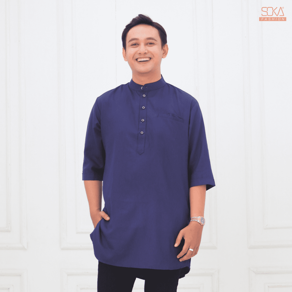 Koko Kurta Dewasa Aryan | Baju Koko Kurta Lengan 7/8 Navy – Fashion Muslim Pria