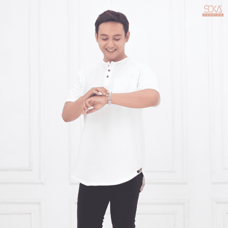 Koko Kurta Dewasa Hazan | Baju Koko Kurta Lengan Pendek White– Fashion Muslim Pria