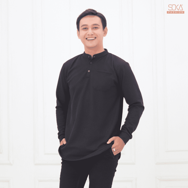 Koko Kurta Dewasa Zayan | Baju Koko Kurta Lengan Panjang Black – Fashion Muslim Pria