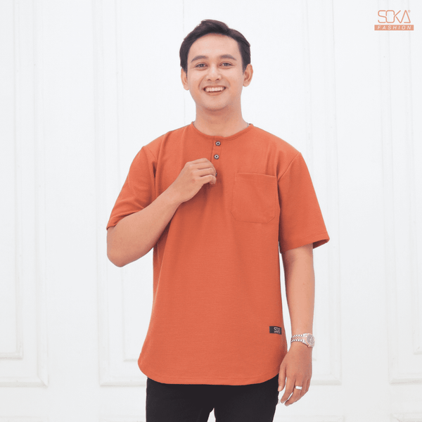 Koko Kurta Dewasa Hazan | Baju Koko Kurta Lengan Pendek Caramel – Fashion Muslim Pria