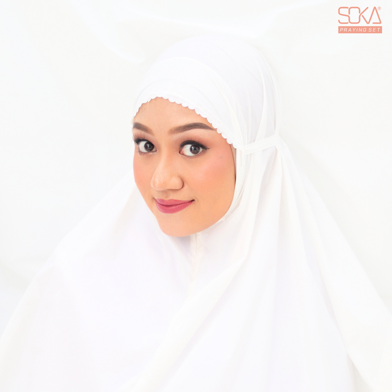 Mukena Dewasa Polos Shana White Laser Cut Bahan Premium - Fashion Muslim