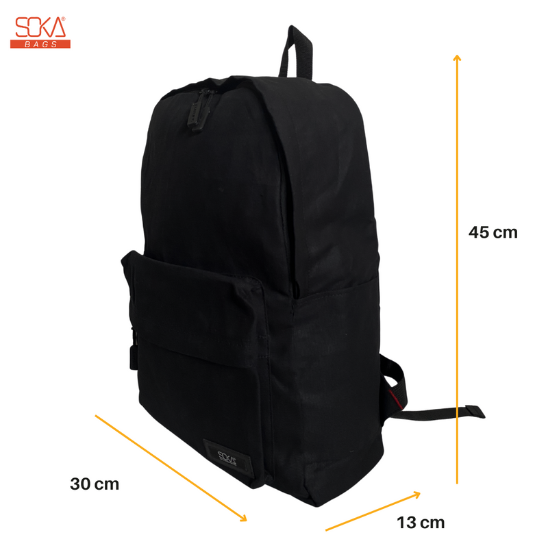 SOKA – Tas Ransel Pria dan Wanita | Backpack Baksya Hitam - Bahan Canvas Premium