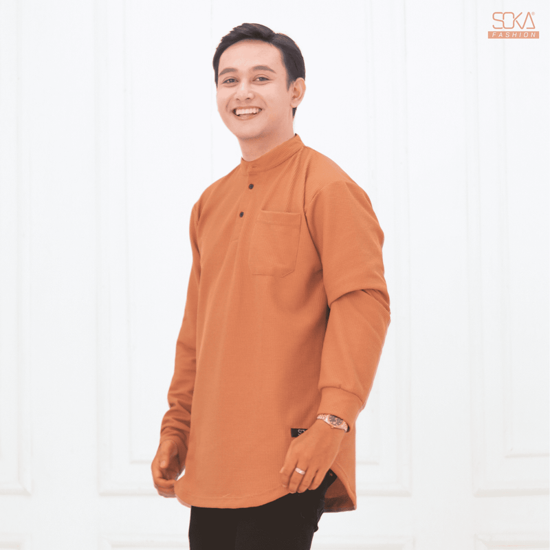 Koko Kurta Dewasa Zayan | Baju Koko Kurta Lengan Panjang Caramel – Fashion Muslim Pria