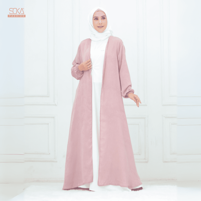 SOKA - Gamis Long Dress Zyana Dusty Pink - Fashion Muslim