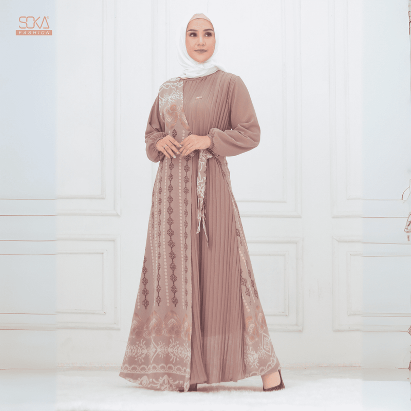 SOKA - Gamis Long Dress Kayna Mocca - Fashion Muslim