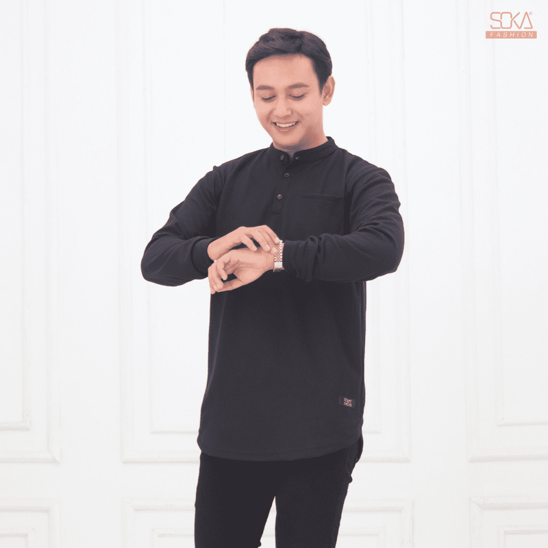 Koko Kurta Dewasa Zayan | Baju Koko Kurta Lengan Panjang Black – Fashion Muslim Pria