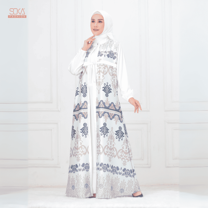 SOKA - Gamis Long Dress Nayna Baby Blue - Fashion Muslim