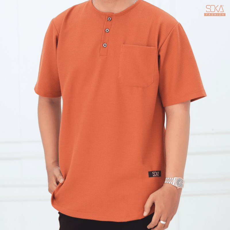 Koko Kurta Dewasa Hazan | Baju Koko Kurta Lengan Pendek Caramel – Fashion Muslim Pria