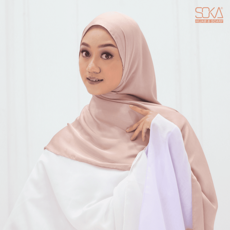 Hijab Pashmina Shimmer Silk Shwarna Rossy Brown Premium - Fashion Muslim