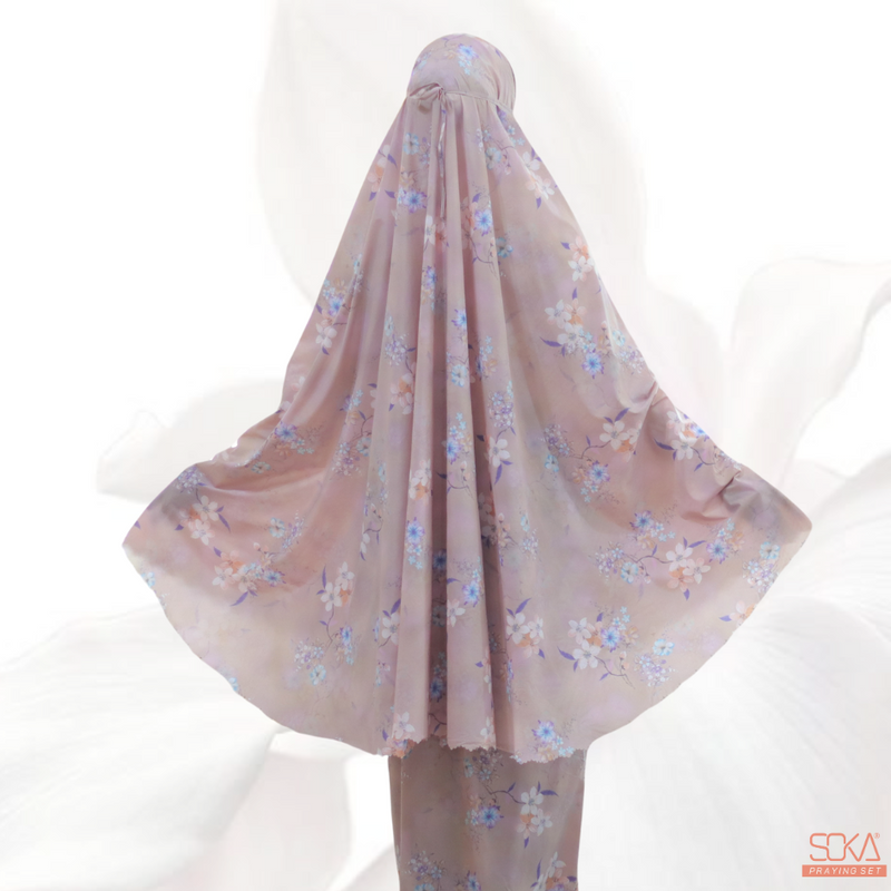 SOKA - Mukena Dewasa Travel Parasut Motif Premium Sora Nude - Fashion muslim