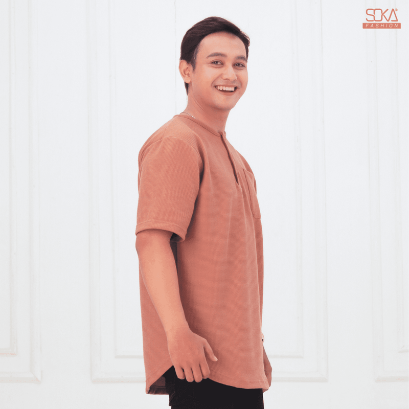 Koko Kurta Dewasa Hazan | Baju Koko Kurta Lengan Pendek Terracota – Fashion Muslim Pria