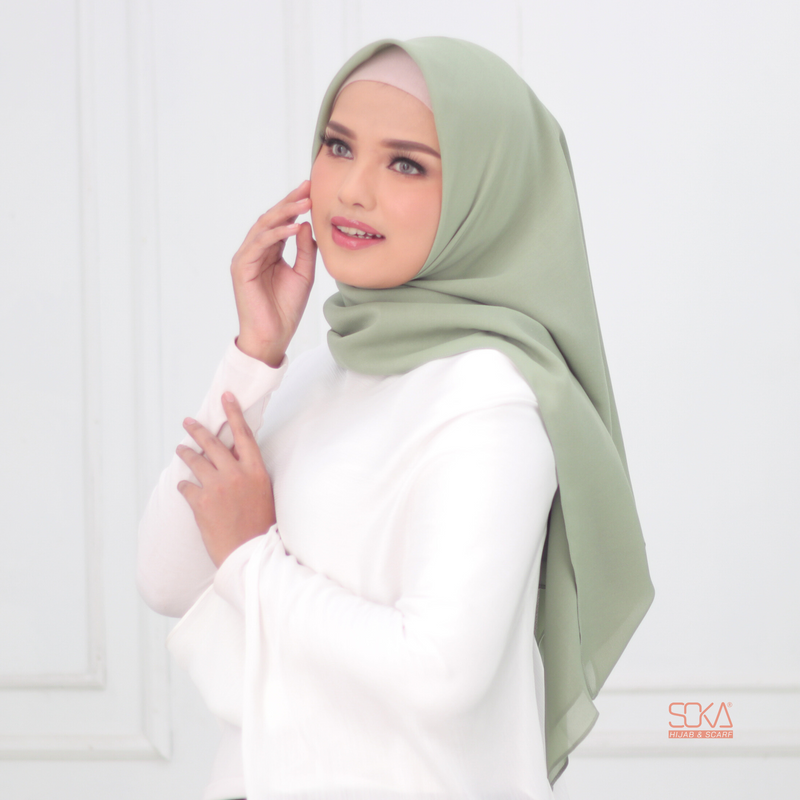 Hijab Segi Empat Paris Premium Sage - Fashion Muslim