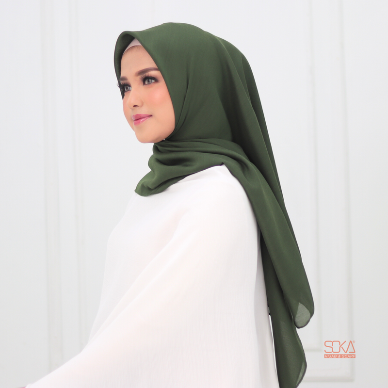 Hijab Segi Empat Paris Premium Army - Fashion Muslim