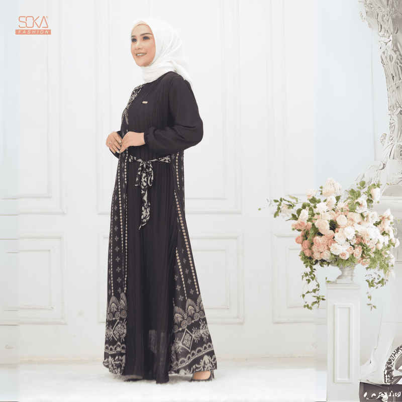 SOKA - Gamis Long Dress Kayna Black - Fashion Muslim