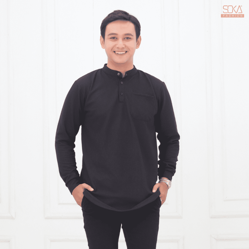 Koko Kurta Dewasa Zayan | Baju Koko Kurta Lengan Panjang Black – Fashion Muslim Pria