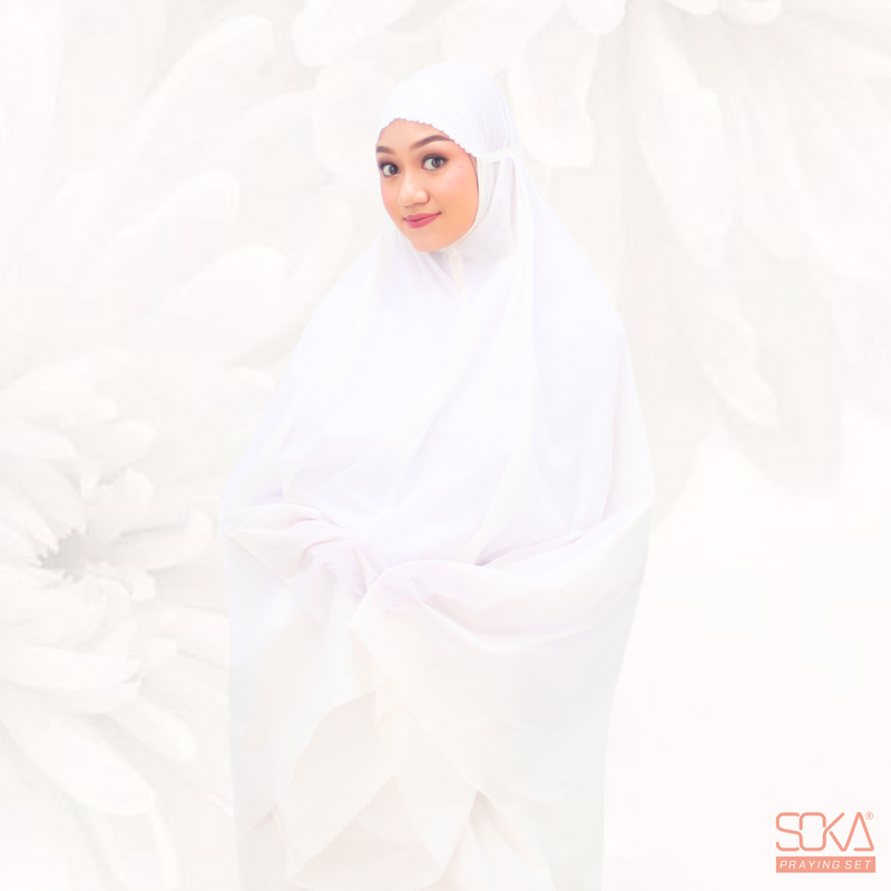 Mukena Dewasa Polos Shana White Laser Cut Bahan Premium - Fashion Muslim