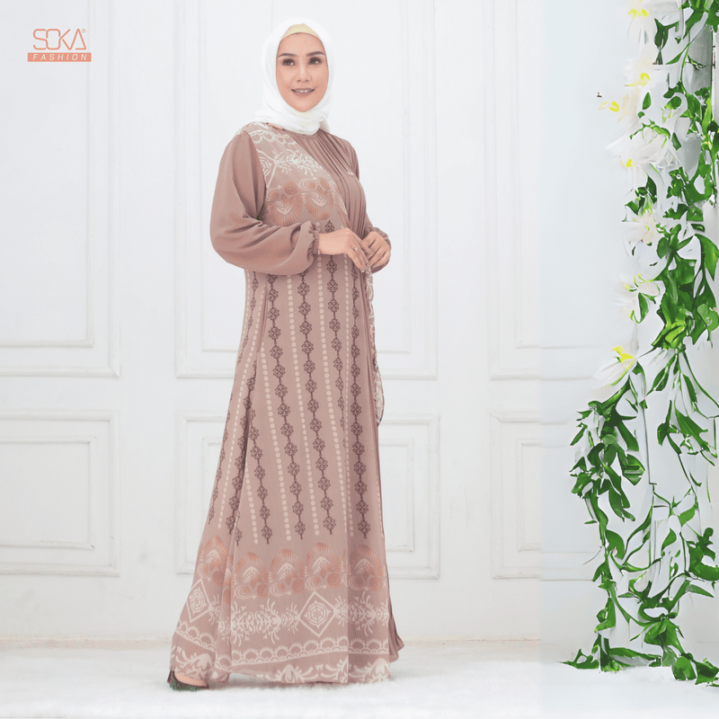 SOKA - Gamis Long Dress Kayna Mocca - Fashion Muslim