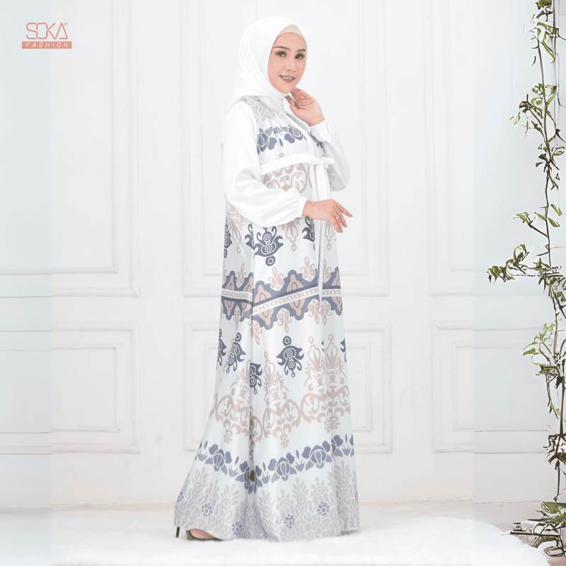 SOKA - Gamis Long Dress Nayna Baby Blue - Fashion Muslim