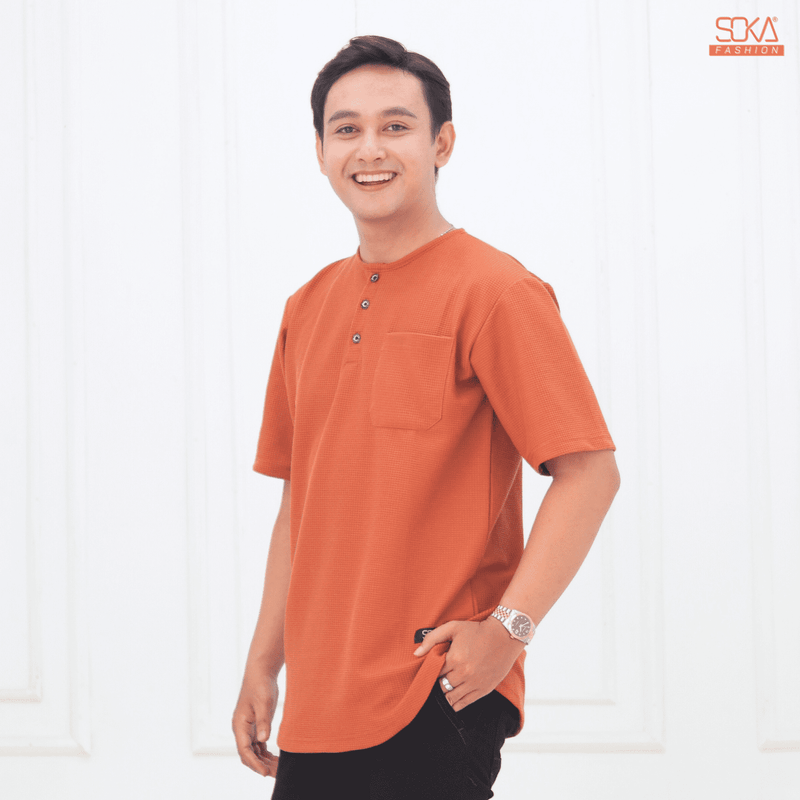 Koko Kurta Dewasa Hazan | Baju Koko Kurta Lengan Pendek Caramel – Fashion Muslim Pria