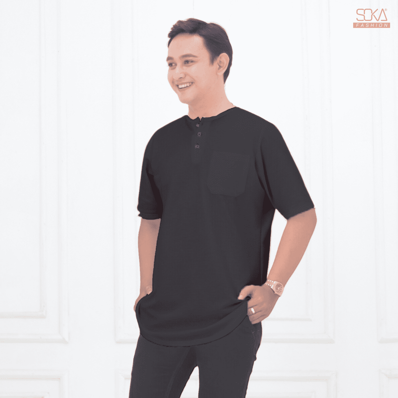 Koko Kurta Dewasa Hazan | Baju Koko Kurta Lengan Pendek Black – Fashion Muslim Pria