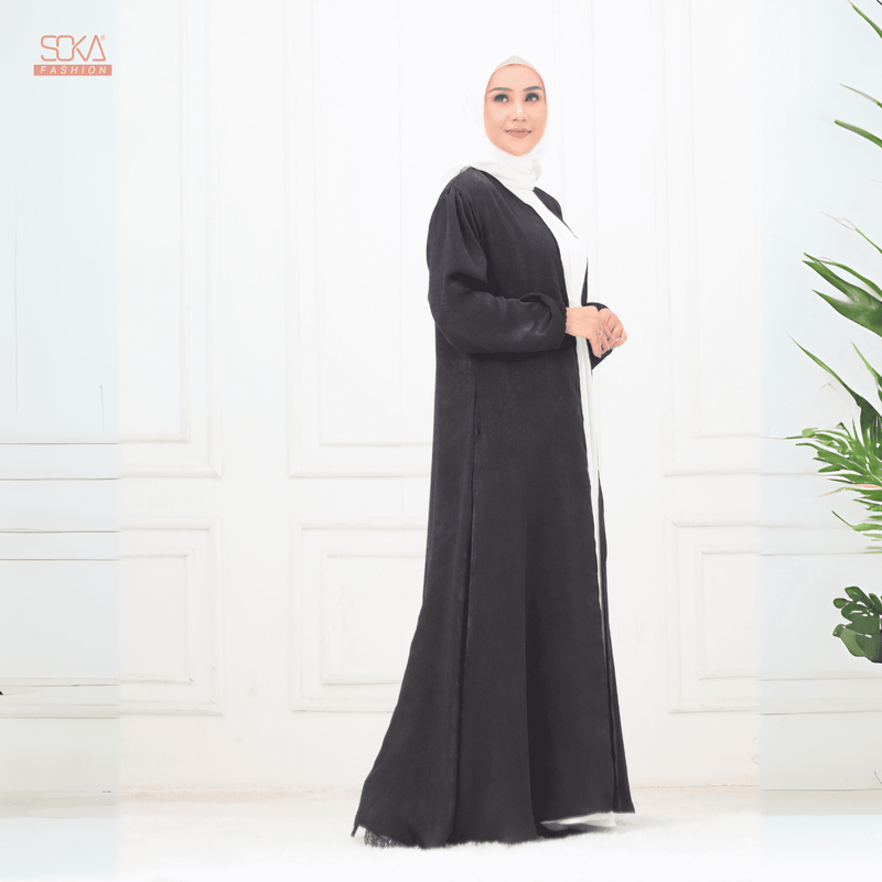 SOKA - Gamis Long Dress Zyana Black - Fashion Muslim