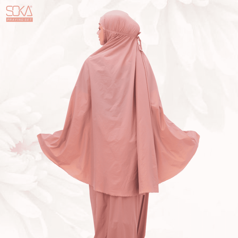 Mukena Dewasa Polos Shana Dusty Pink Laser Cut Bahan Premium - Fashion Muslim