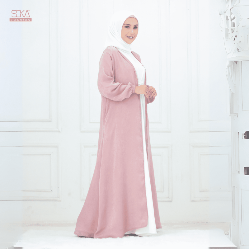 SOKA - Gamis Long Dress Zyana Dusty Pink - Fashion Muslim