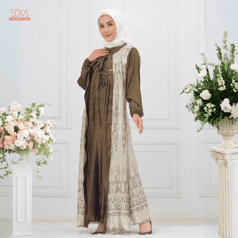 SOKA - Gamis Long Dress Mayna Army - Fashion Muslim