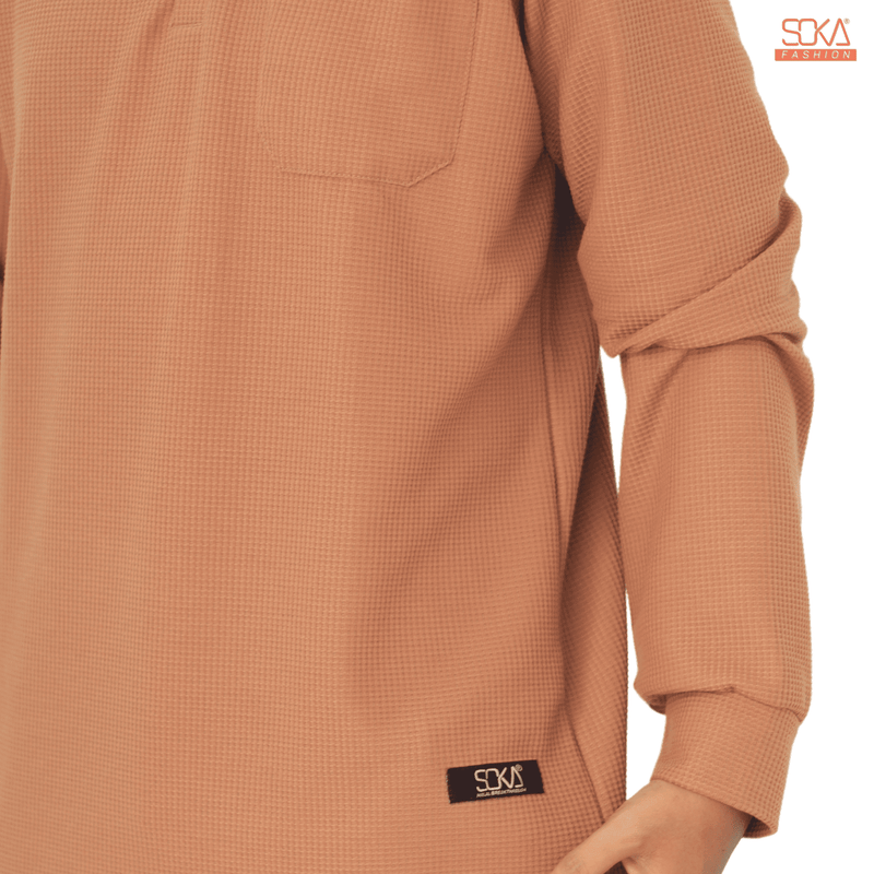 Koko Kurta Dewasa Zayan | Baju Koko Kurta Lengan Panjang Caramel – Fashion Muslim Pria