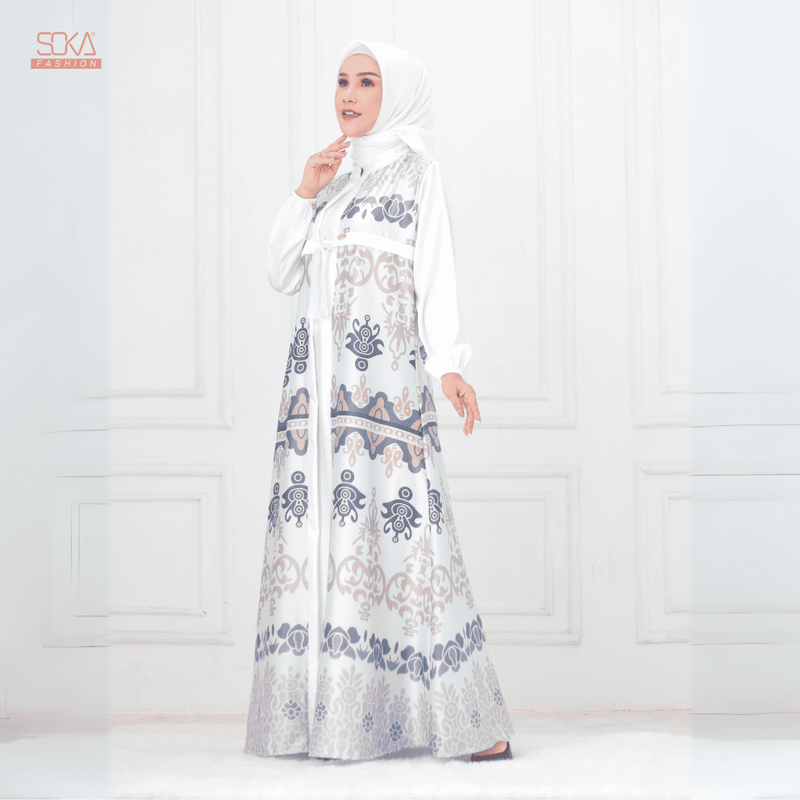 SOKA - Gamis Long Dress Nayna Baby Blue - Fashion Muslim