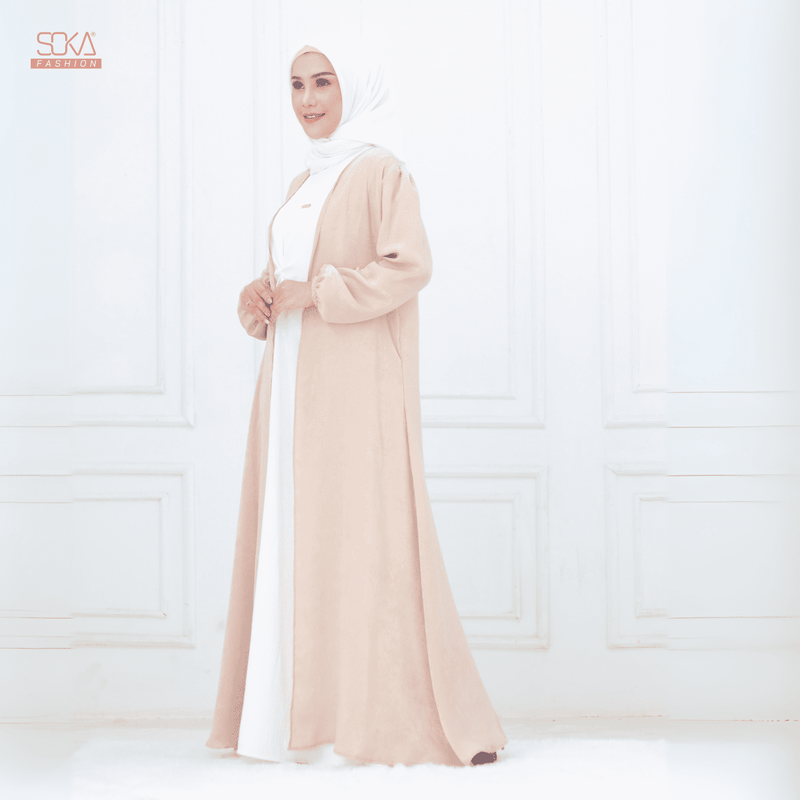 SOKA - Gamis Long Dress Zyana Cream - Fashion Muslim