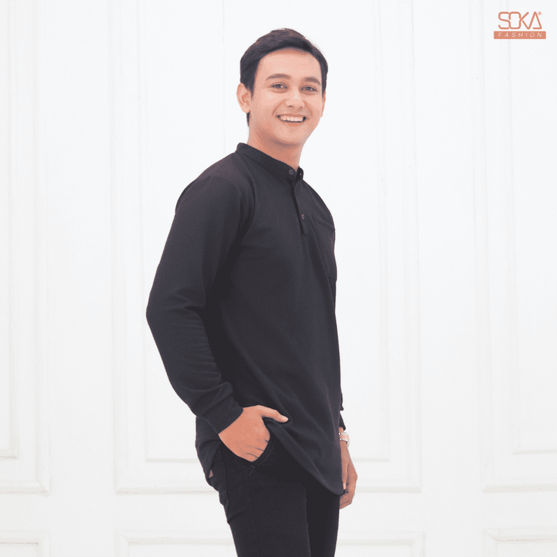 Koko Kurta Dewasa Zayan | Baju Koko Kurta Lengan Panjang Black – Fashion Muslim Pria