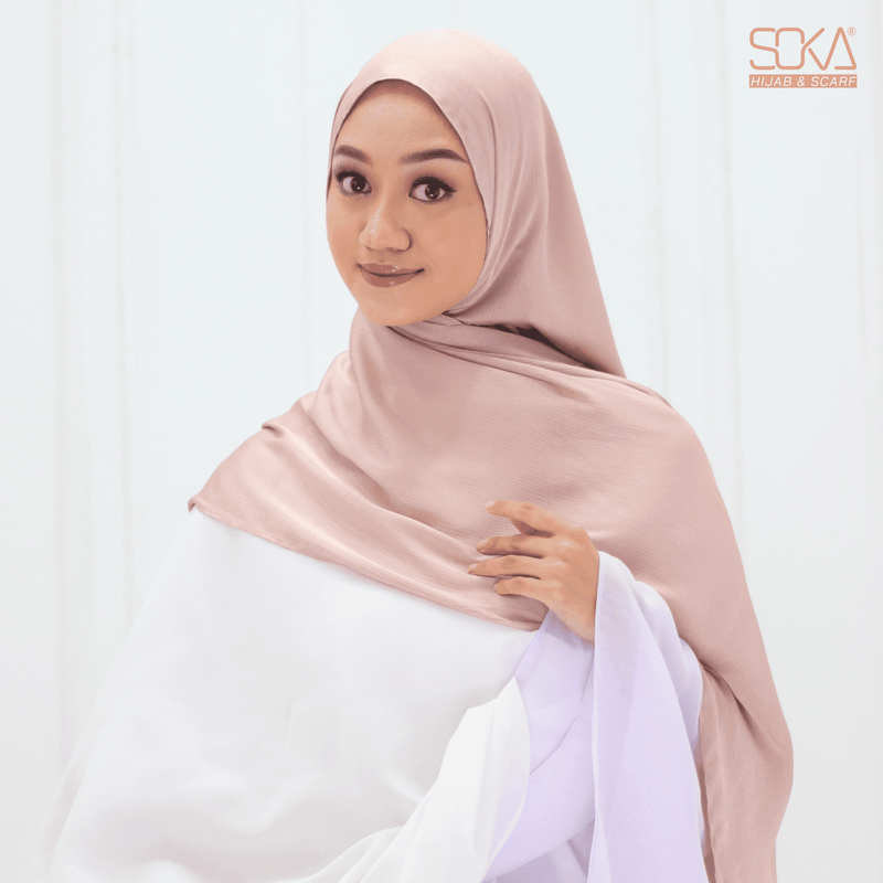 Hijab Pashmina Shimmer Silk Shwarna Rossy Brown Premium - Fashion Muslim