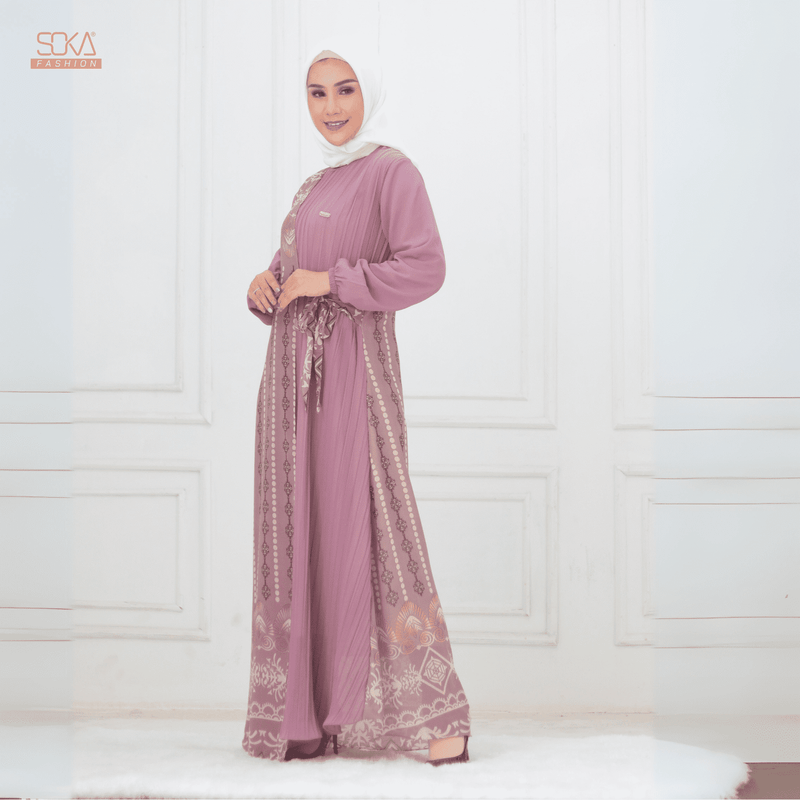 SOKA - Gamis Long Dress Kayna Lavender - Fashion Muslim