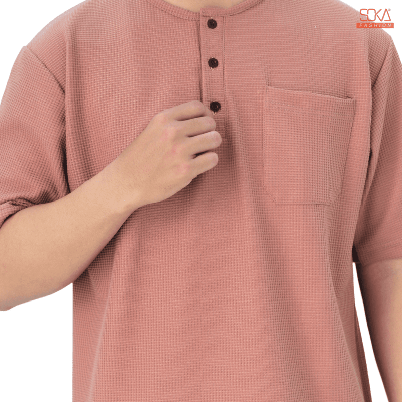 Koko Kurta Dewasa Hazan | Baju Koko Kurta Lengan Pendek Terracota – Fashion Muslim Pria