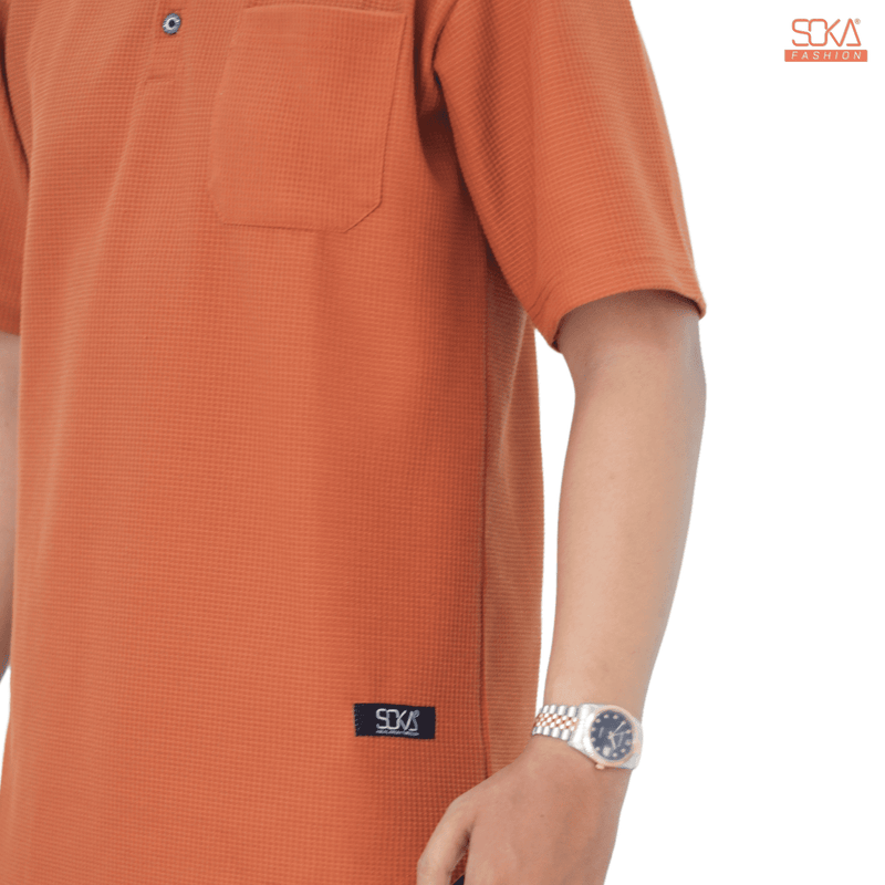 Koko Kurta Dewasa Hazan | Baju Koko Kurta Lengan Pendek Caramel – Fashion Muslim Pria