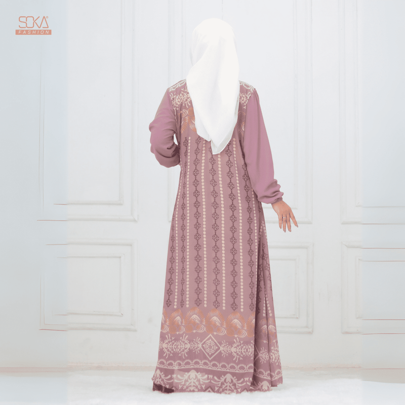 SOKA - Gamis Long Dress Kayna Lavender - Fashion Muslim