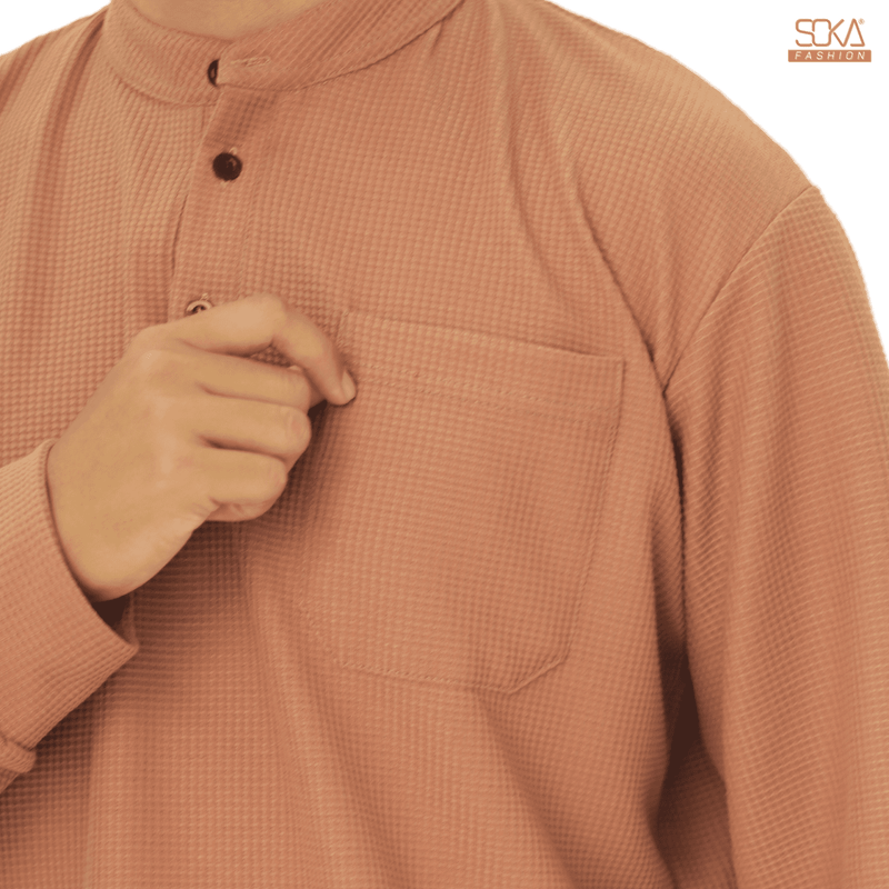 Koko Kurta Dewasa Zayan | Baju Koko Kurta Lengan Panjang Caramel – Fashion Muslim Pria