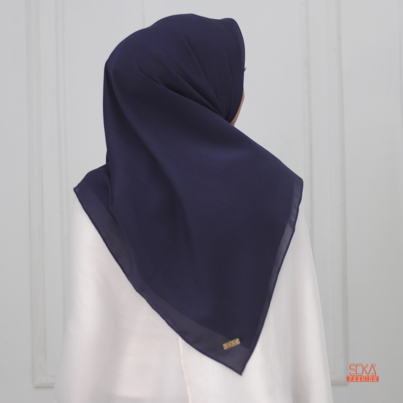 Hijab Segi Empat Paris Premium Navy - Fashion Muslim