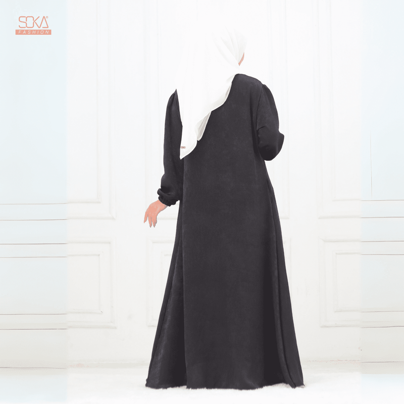 SOKA - Gamis Long Dress Zyana Black - Fashion Muslim