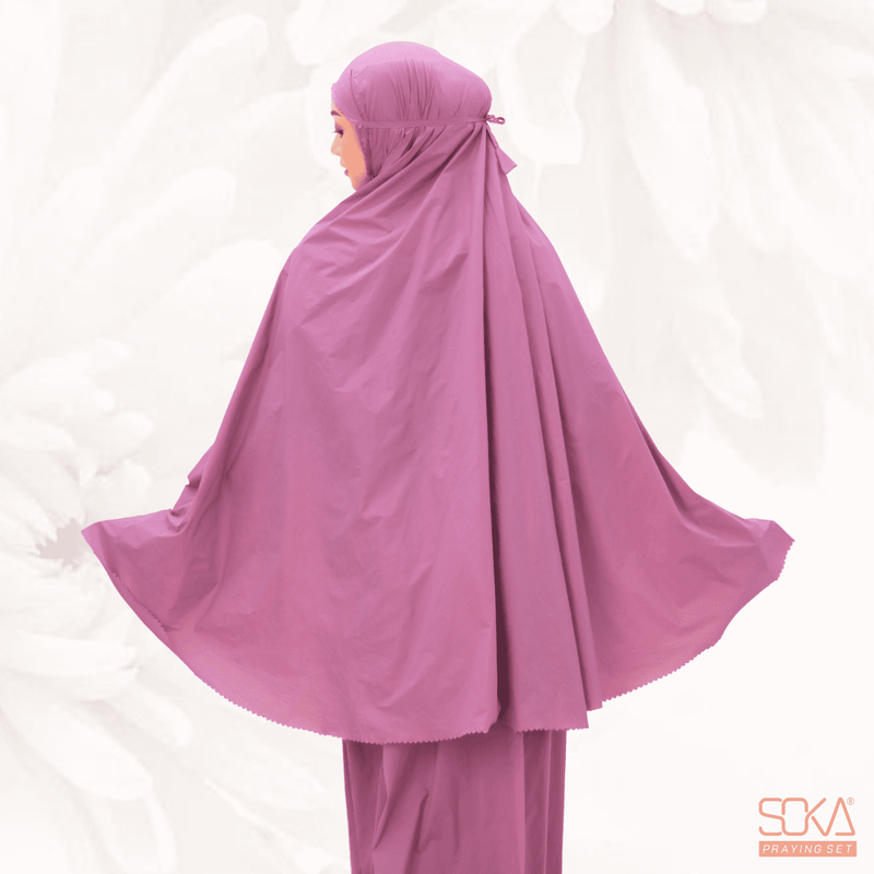 Mukena Dewasa Polos Shana Purple Laser Cut Bahan Premium - Fashion Muslim