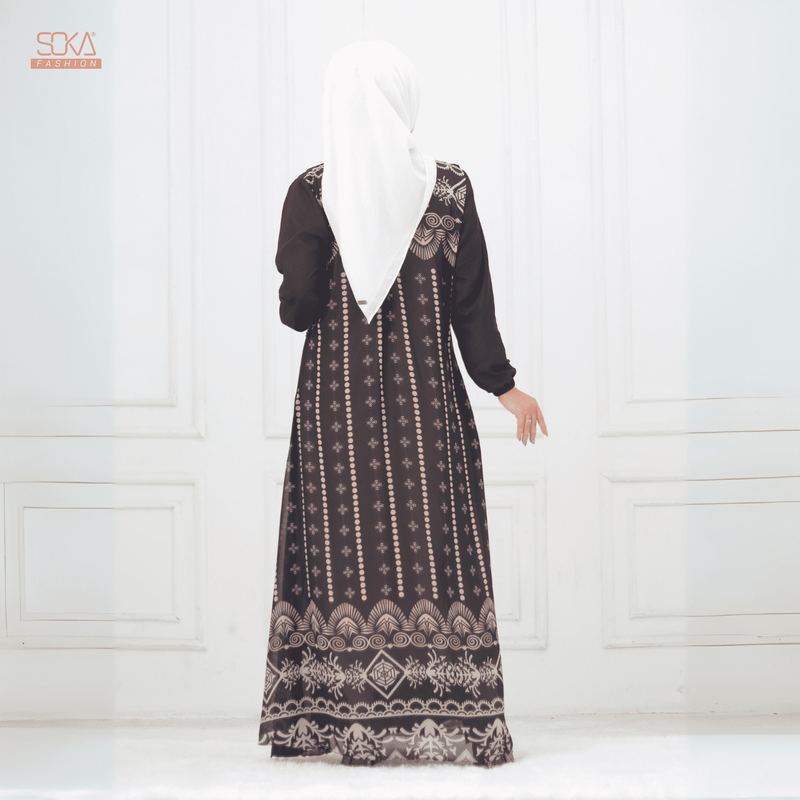 SOKA - Gamis Long Dress Kayna Black - Fashion Muslim