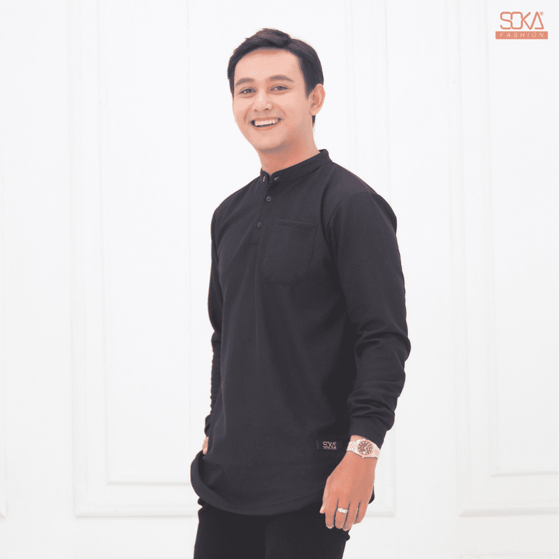 Koko Kurta Dewasa Zayan | Baju Koko Kurta Lengan Panjang Black – Fashion Muslim Pria