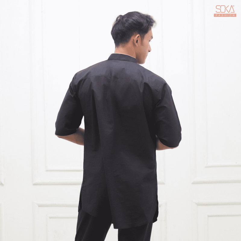 Koko Kurta Dewasa Nazam | Baju Koko Kurta Lengan 3/4 Black – Fashion Muslim Pria