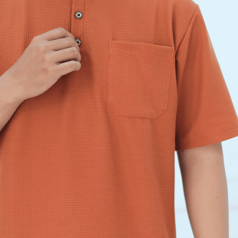 Koko Kurta Dewasa Hazan | Baju Koko Kurta Lengan Pendek Caramel – Fashion Muslim Pria