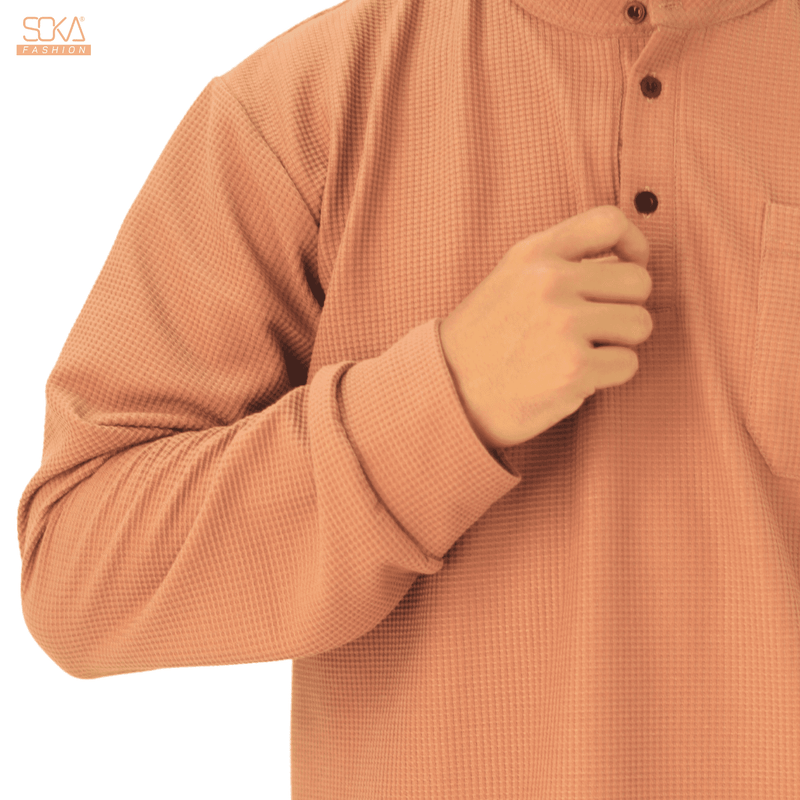 Koko Kurta Dewasa Zayan | Baju Koko Kurta Lengan Panjang Caramel – Fashion Muslim Pria